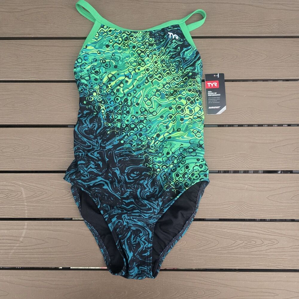 TYR Women's Durafast Elite Chroma Multicolor One Piece Swimsuit SZ 34 New *mark